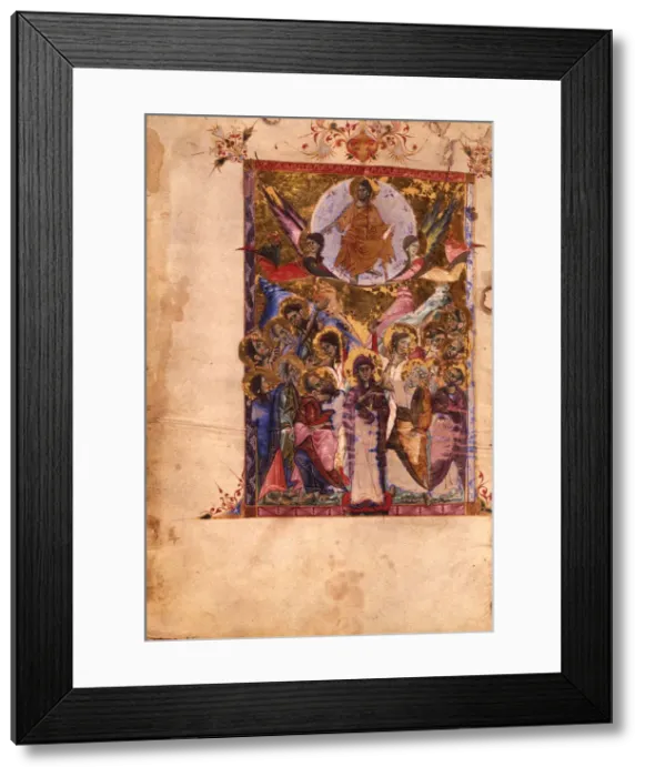Framed Print : The Resurrection (Manuscript illumination from the Matenadaran Gospel), 1287 Framed Print : The Resurrection (Manuscript illumination from the Matenadaran Gospel), 1287