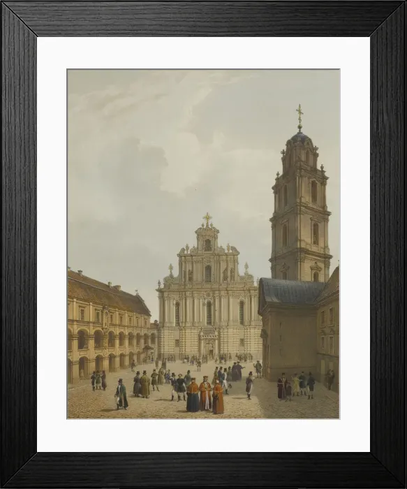 Framed Print : The Grand Courtyard of Vilnius University and the Church of St. Johns, c1850 Framed Print : The Grand Courtyard of Vilnius University and the Church of St. Johns, c1850
