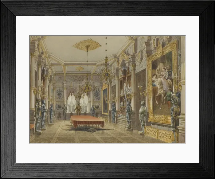 Framed Print : Verkiai Palace. Interior of dining room, 1847-1852