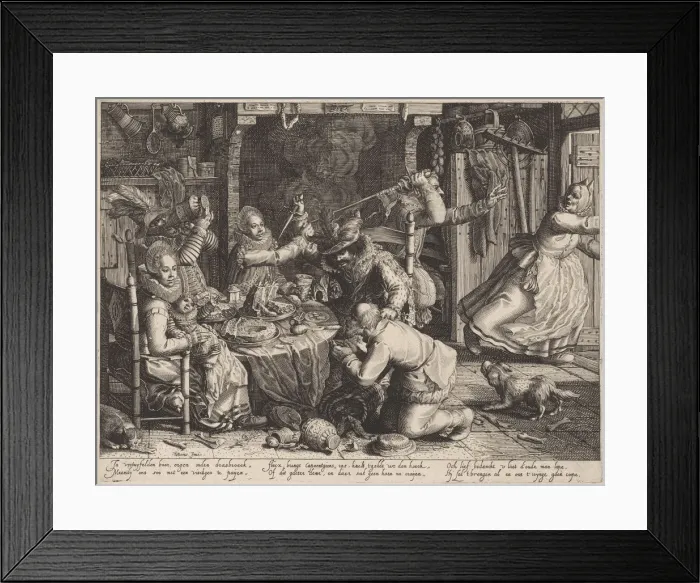 Framed Print : Rich society eating. From the Series Boereverdriet (Horrors of War to the Peasants), 1610 Framed Print : Rich society eating. From the Series Boereverdriet (Horrors of War to the Peasants), 1610