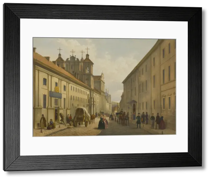 Framed Print : Dominikonu street and Institute for Nobles in Vilnius, c1850 Framed Print : Dominikonu street and Institute for Nobles in Vilnius, c1850