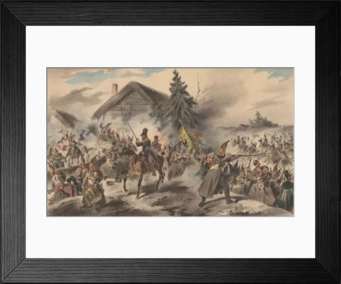 Framed Print : Russian grenadiers attacked by Polish Uhlans, 1835 Framed Print : Russian grenadiers attacked by Polish Uhlans, 1835