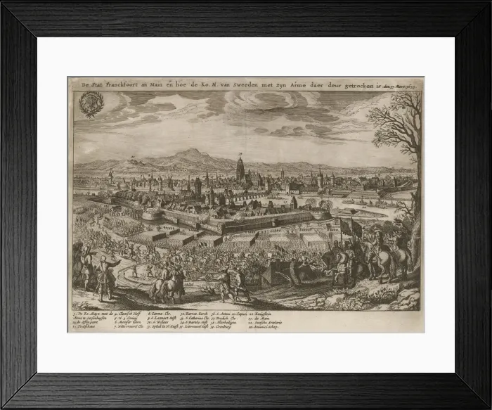 Framed Print : Contrafacter of Frankfurt am Main with passage of the Swedes under Gustav Adolf Framed Print : Contrafacter of Frankfurt am Main with passage of the Swedes under Gustav Adolf
