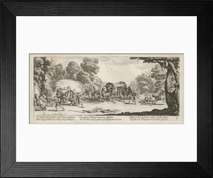 Framed Print : The Miseries and Misfortunes of War, folio 8: Attack on a Coach, 1633 Framed Print : The Miseries and Misfortunes of War, folio 8: Attack on a Coach, 1633
