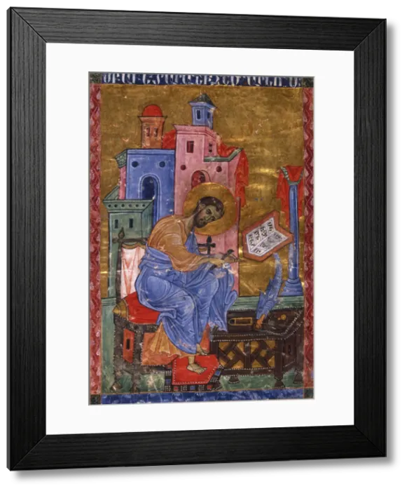 Framed Print : Mark the Evangelist (Manuscript illumination from the Matenadaran Gospel), 13th century Framed Print : Mark the Evangelist (Manuscript illumination from the Matenadaran Gospel), 13th century