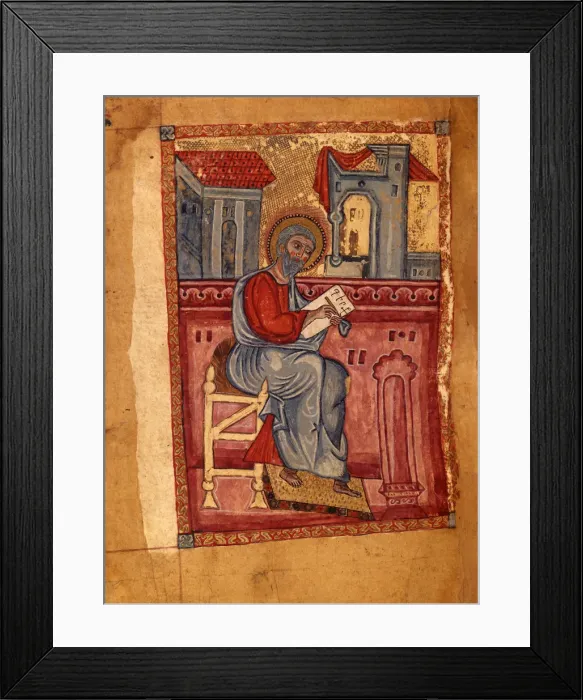 Framed Print : Saint Matthew the Evangelist (Manuscript illumination from the Matenadaran Gospel), 1378 Framed Print : Saint Matthew the Evangelist (Manuscript illumination from the Matenadaran Gospel), 1378