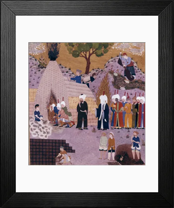 Framed Print : An old man faithful to Imam Ali jumps over fire, 16th century Framed Print : An old man faithful to Imam Ali jumps over fire, 16th century