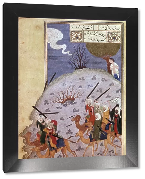 Majnun watching the battle between Nawfal and Lailas tribe, 1431