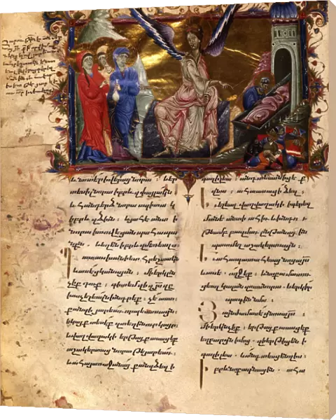Holy Women at Christs Tomb (Manuscript illumination from the Matenadaran Gospel), 1286
