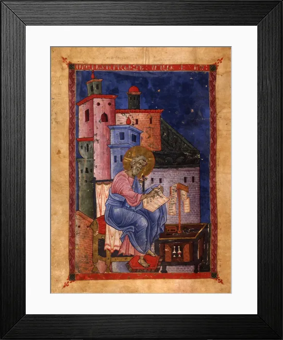 Framed Print : Saint Matthew the Evangelist (Manuscript illumination from the Matenadaran Gospel), 1270 Framed Print : Saint Matthew the Evangelist (Manuscript illumination from the Matenadaran Gospel), 1270