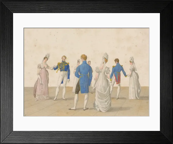 Framed Print : The Quadrille: A droite sur les cotes, 1820s Framed Print : The Quadrille: A droite sur les cotes, 1820s