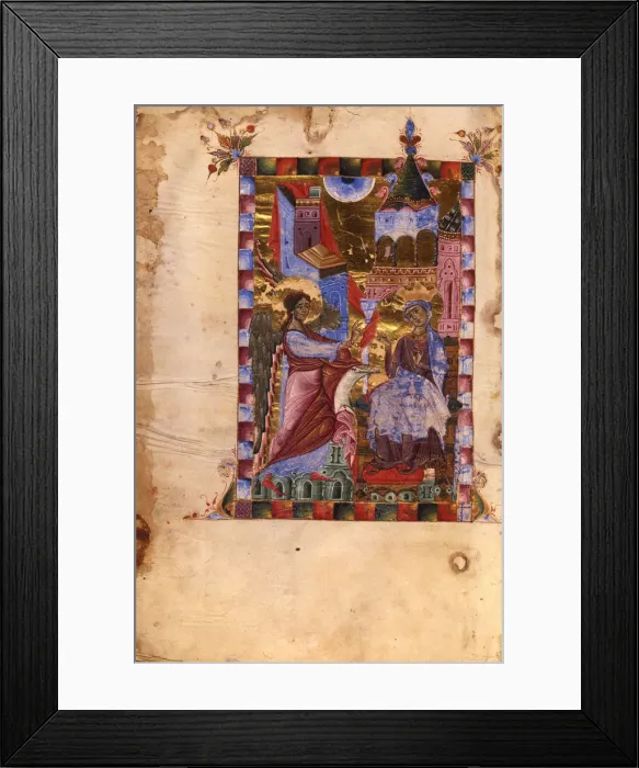 Framed Print : The Annunciation (Manuscript illumination from the Matenadaran Gospel), 1287 Framed Print : The Annunciation (Manuscript illumination from the Matenadaran Gospel), 1287
