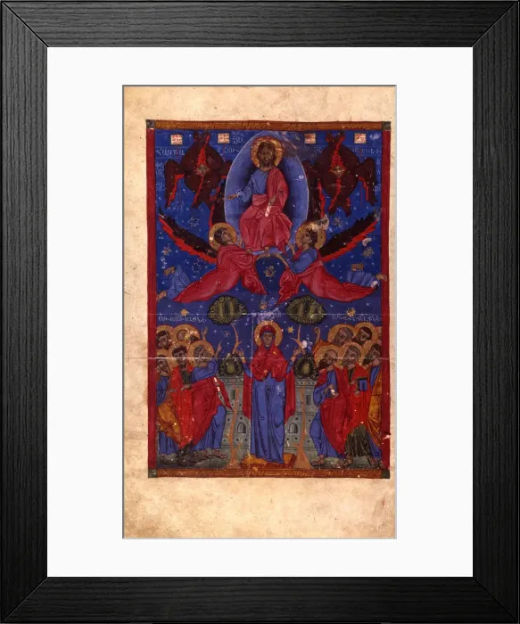 Framed Print : The Resurrection (Manuscript illumination from the Matenadaran Gospel), 1356 Framed Print : The Resurrection (Manuscript illumination from the Matenadaran Gospel), 1356