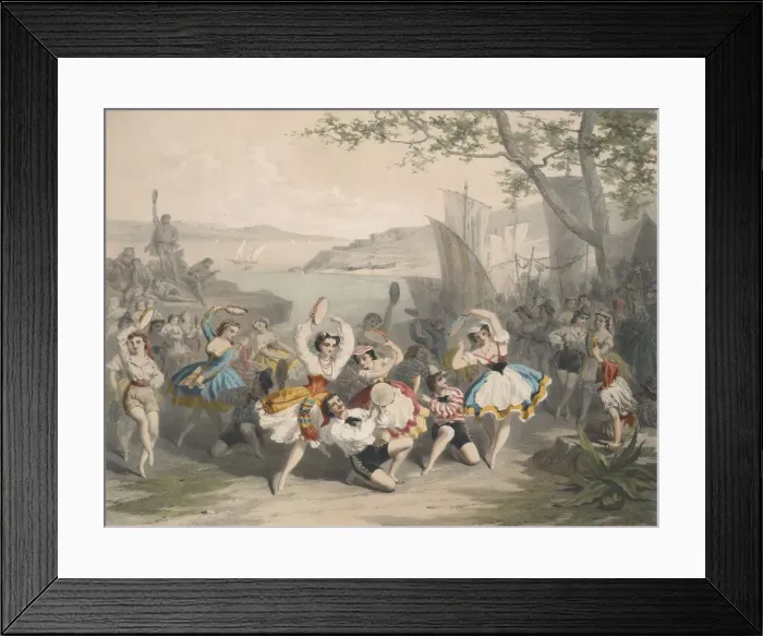 Framed Print : Tarantella. Scene from the Ballet L etoile de Messine by Nicolo Gabrielli, ca 1865