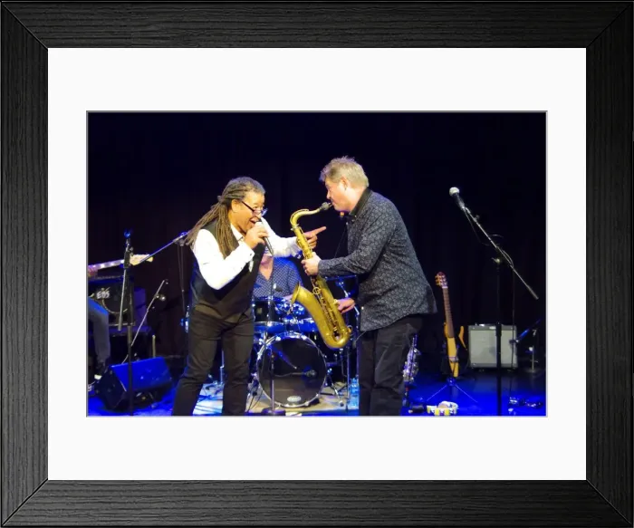 Framed Print : Noel McCalla and Derek Nash (Sax), Hawth, Crawley, West Sussex, 5 Oct 2018. Creator Framed Print : Noel McCalla and Derek Nash (Sax), Hawth, Crawley, West Sussex, 5 Oct 2018. Creator