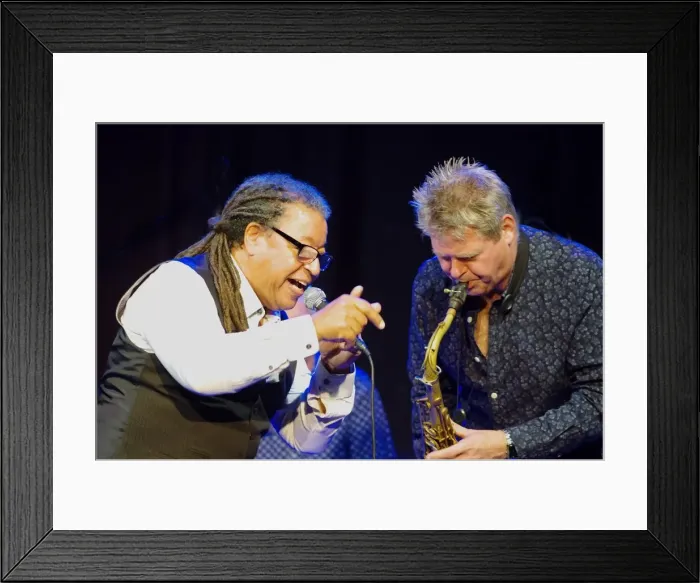 Framed Print : Noel McCalla and Derek Nash (Sax), Hawth, Crawley, West Sussex, 5 Oct 2018. Creator Framed Print : Noel McCalla and Derek Nash (Sax), Hawth, Crawley, West Sussex, 5 Oct 2018. Creator