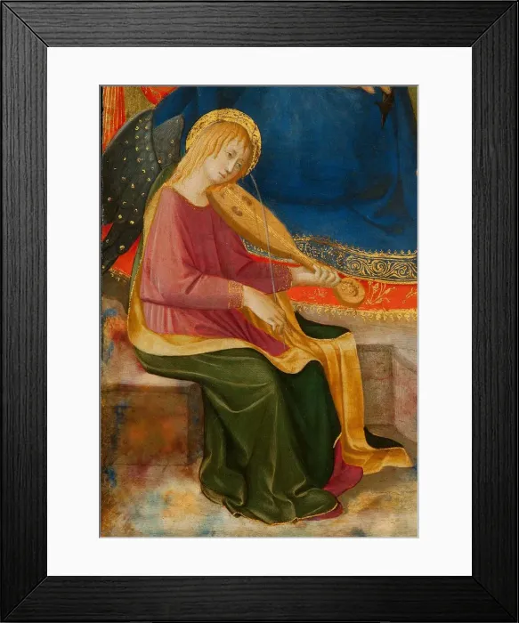 Framed Print : Madonna of Humility with Two Musician Angels. Detail: Musician Angel, c1450 Framed Print : Madonna of Humility with Two Musician Angels. Detail: Musician Angel, c1450