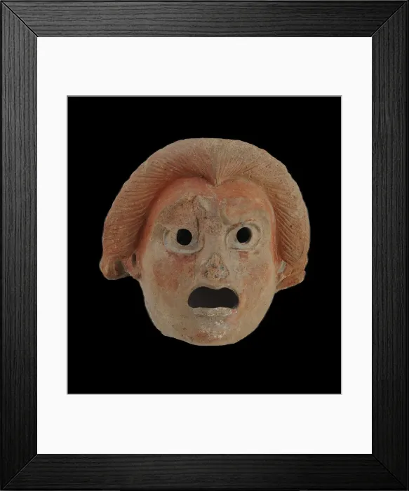 Framed Print : Antefix in the Form of a Comic Theatrical Mask, 1st century Framed Print : Antefix in the Form of a Comic Theatrical Mask, 1st century