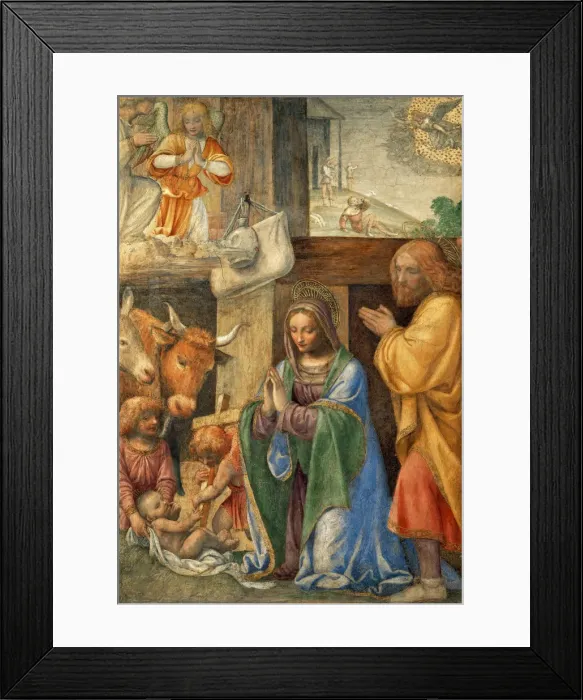 Framed Print : Nativity and Annunciation to the Shepherds, Between 1500 and 1550 Framed Print : Nativity and Annunciation to the Shepherds, Between 1500 and 1550