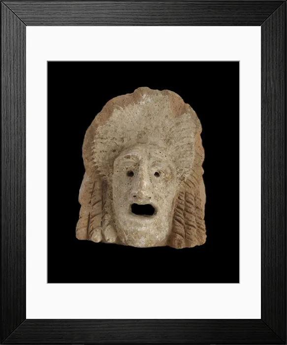 Framed Print : Antefix in the Form of a Tragic Theatrical Mask, 1st century Framed Print : Antefix in the Form of a Tragic Theatrical Mask, 1st century