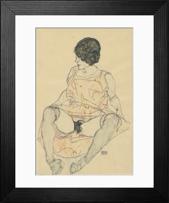 Framed Print : Seated woman with pushed up dress, 1914 Framed Print : Seated woman with pushed up dress, 1914