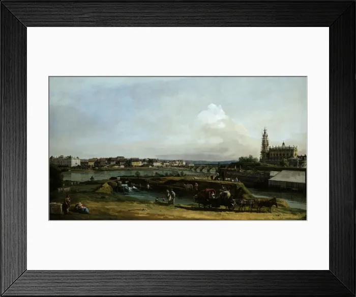 Framed Print : Dresden seen from the left bank of the Elbe river, below the fortifications, 1748