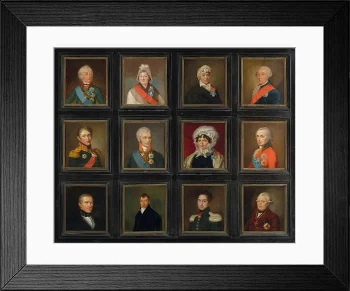 Framed Print : Twelve miniature portraits of the family of Natalia Zubova, nee Suvorova (1775-1844) Framed Print : Twelve miniature portraits of the family of Natalia Zubova, nee Suvorova (1775-1844)