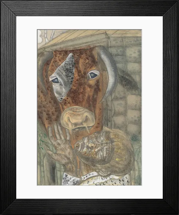 Framed Print : Peasant boy and a cow, 1935 Framed Print : Peasant boy and a cow, 1935