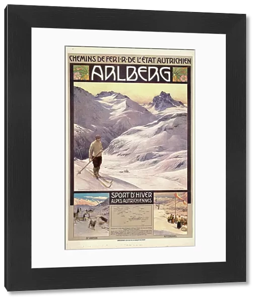 Travel poster advertising winter sports in Arlberg, Austra, c1910