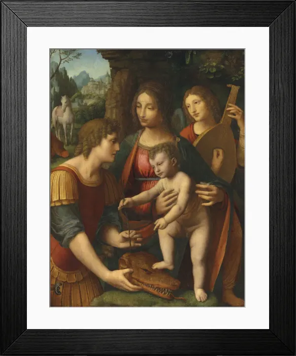 Framed Print : The Madonna and Child with Saint George and an angel, 16th century