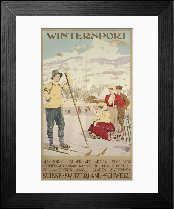 Framed Print : Winter sports, Switzerland, c1900 Framed Print : Winter sports, Switzerland, c1900