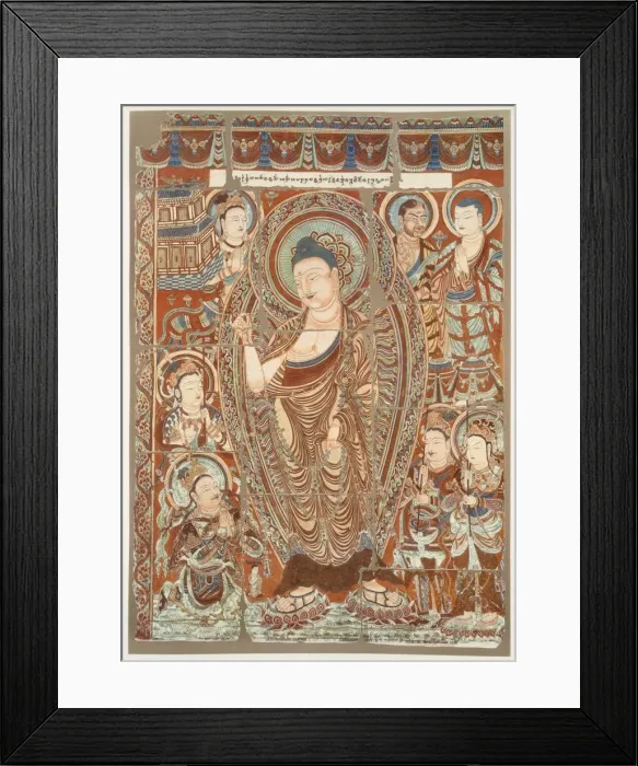 Framed Print : Cave painting showing the worship of the Buddha Simha, pub. C1913. Creator: German School Framed Print : Cave painting showing the worship of the Buddha Simha, pub. C1913. Creator: German School