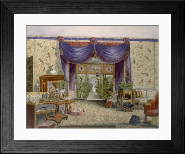 Framed Print : The Chinese Room at Middleton Park, Oxfordshire, 1840. Creator: English School (19th Century) Framed Print : The Chinese Room at Middleton Park, Oxfordshire, 1840. Creator: English School (19th Century)