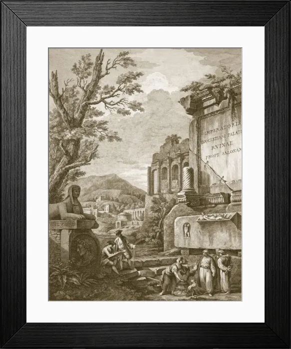 Framed Print : Pl. I from Ruins of the Palace of Emperor Diocletian at Spalatro in Dalmatia, pub. 1764. Creator: Robert Adam (1728-92) Framed Print : Pl. I from Ruins of the Palace of Emperor Diocletian at Spalatro in Dalmatia, pub. 1764. Creator: Robert Adam (1728-92)