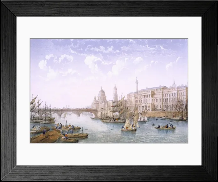 Framed Print : Custom House and London Bridge, 1862. Creator: Achille-Louis Martinet (1808-77) Framed Print : Custom House and London Bridge, 1862. Creator: Achille-Louis Martinet (1808-77)