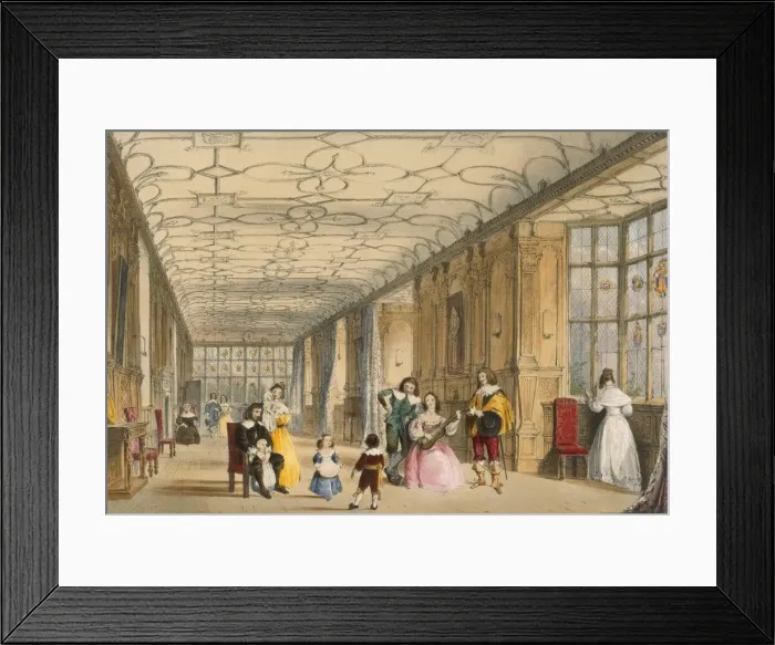 Framed Print : View of Long Hall at Haddon, Derbyshire, c1600. Creator: Joseph Nash (1809-78) Framed Print : View of Long Hall at Haddon, Derbyshire, c1600. Creator: Joseph Nash (1809-78)