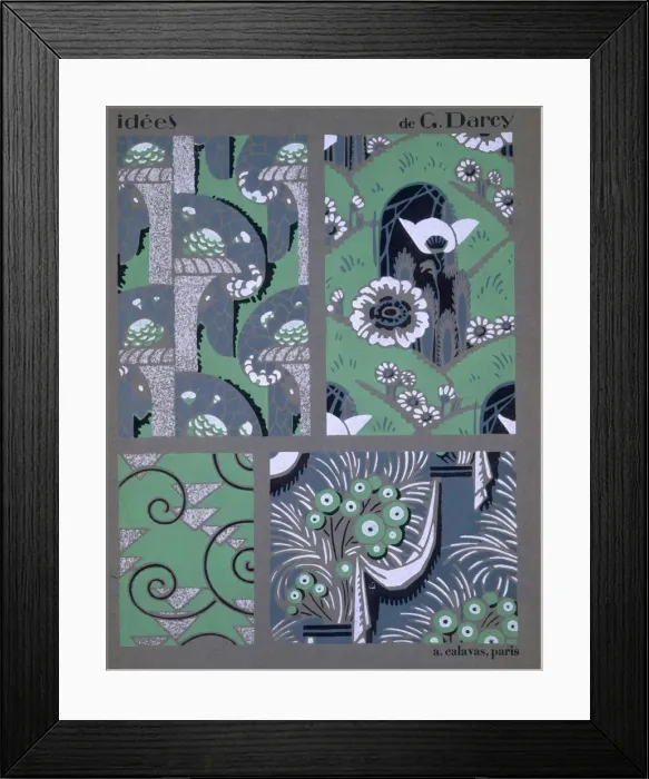 Framed Print : Wallpaper design, from Idees, c1925. Creator: Georges Darcy (fl. c. 1925) Framed Print : Wallpaper design, from Idees, c1925. Creator: Georges Darcy (fl. c. 1925)