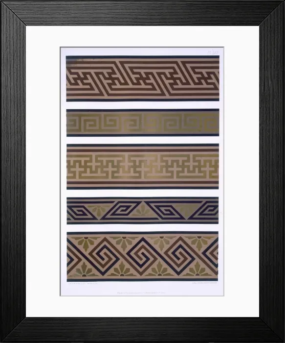 Framed Print : Japanese Ornament: Bands or borders in gold on dark colour grounds, pub. 1892. Creator Framed Print : Japanese Ornament: Bands or borders in gold on dark colour grounds, pub. 1892. Creator