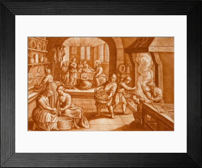 Framed Print : The Story of Mary and Martha, illustration from the Bible. Creator: Mattaus II Merian (1621-87) Framed Print : The Story of Mary and Martha, illustration from the Bible. Creator: Mattaus II Merian (1621-87)