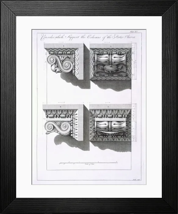 Framed Print : Consoles which support columns of the Porta Aurea, pub. 1764. Creator: Robert Adam (1728-92) Framed Print : Consoles which support columns of the Porta Aurea, pub. 1764. Creator: Robert Adam (1728-92)
