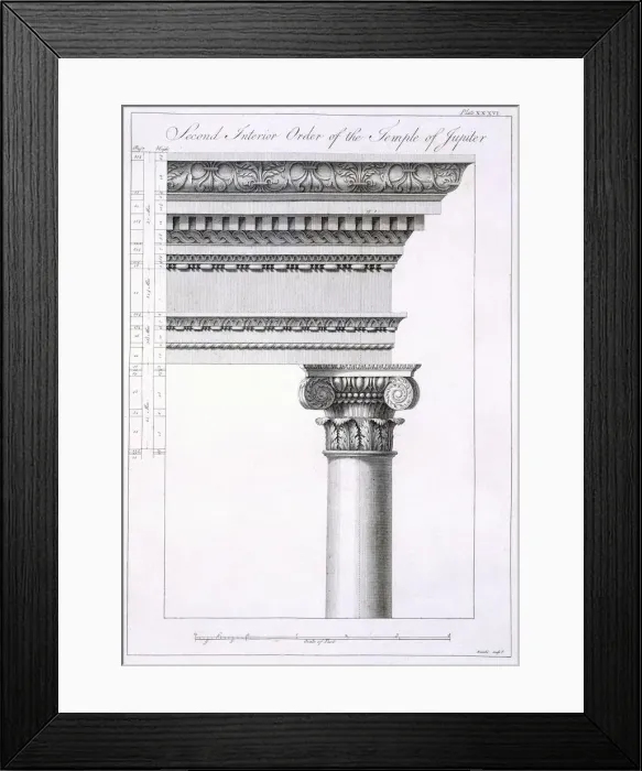 Framed Print : Second Interior Order of the Temple of Jupiter, pub. 1764. Creator: Robert Adam (1728-92)