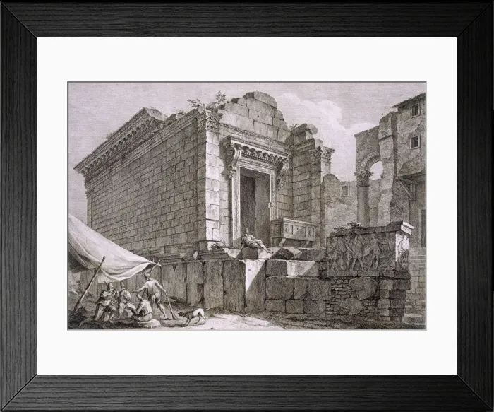 Framed Print : View of the Temple of Aesculapius, pub. 1764. Creator: Robert Adam (1728-92) Framed Print : View of the Temple of Aesculapius, pub. 1764. Creator: Robert Adam (1728-92)