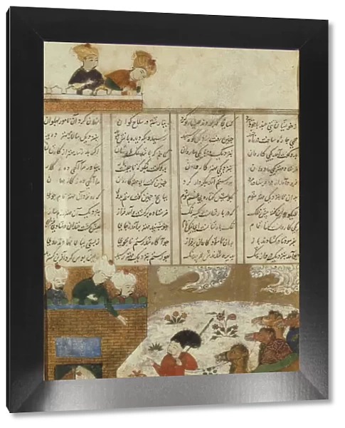 Rostam before the Sepids Castle (Manuscript illumination from the epic Shahname by Ferdowsi)