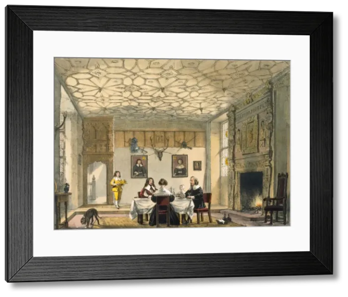 Framed Print : Medieval family supper, Wakehurst Place, Surrey, c1600. Creator: Joseph Nash (1809-78)