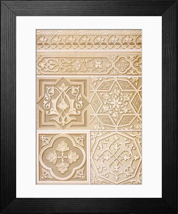 Framed Print : Detailed studies of Architectural Decoration, pub. 1883. Creator: Alhusain Fawzy (19th century) Framed Print : Detailed studies of Architectural Decoration, pub. 1883. Creator: Alhusain Fawzy (19th century)