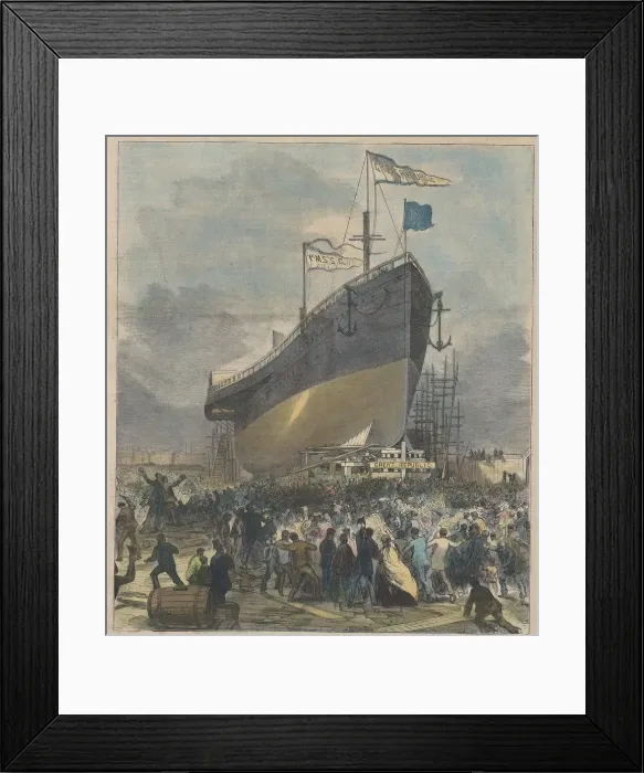 Framed Print : Launch of the Sea Steamer Great Republic, pub. 24 November 1866. Creator Framed Print : Launch of the Sea Steamer Great Republic, pub. 24 November 1866. Creator