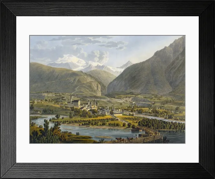 Framed Print : Brig on the Rhone, Bernese Alps, Switzerland, 1819. Creator: Swiss School (19th Century) Framed Print : Brig on the Rhone, Bernese Alps, Switzerland, 1819. Creator: Swiss School (19th Century)