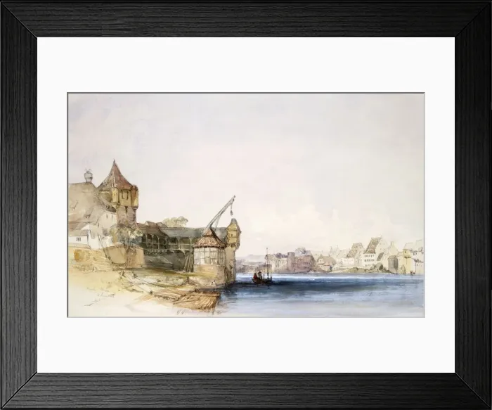 Framed Print : View at Basle, 1842. Creator: John Harper (1809-42) Framed Print : View at Basle, 1842. Creator: John Harper (1809-42)