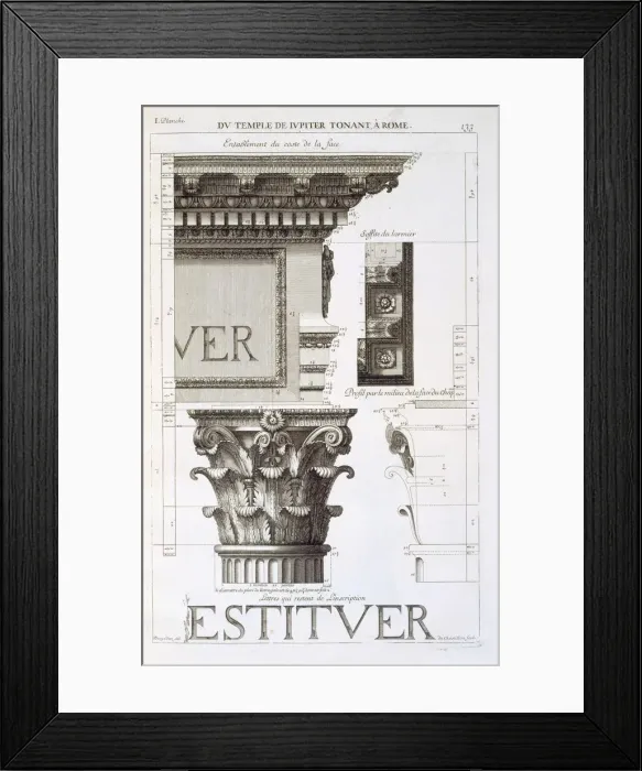 Framed Print : Entablature, capital and inscription from the Temple of Jupiter Tonans (The Thunderer), pub Framed Print : Entablature, capital and inscription from the Temple of Jupiter Tonans (The Thunderer), pub