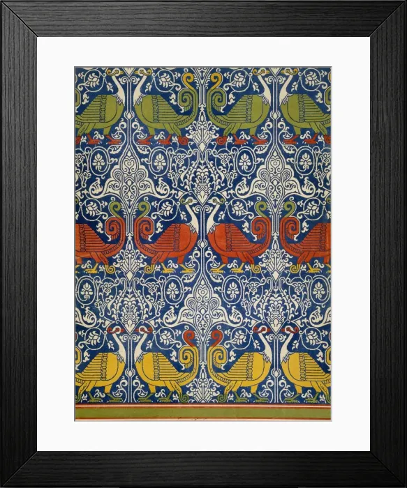 Framed Print : Example of printed Egyptian fabric, pub. 1877. Creator: Emile Prisse d Avennes (1807-79) Framed Print : Example of printed Egyptian fabric, pub. 1877. Creator: Emile Prisse d Avennes (1807-79)